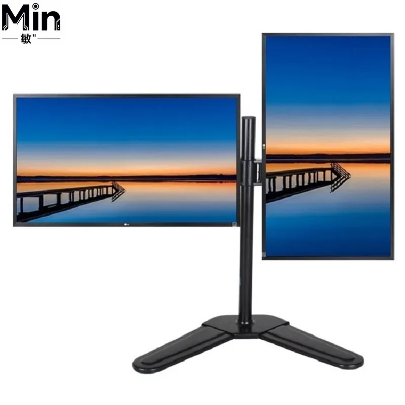 10-32 Inch Tilt Rotating Dual Screen Arm Stand Desktop Base PC Mount VESA Compatible for Office Desk