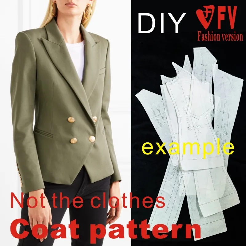 Female suit pattern double-breasted jacket structure drawing 1:1 garment sewing drawing BWT-79