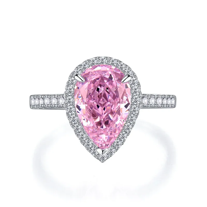 2023 New Fashion S925 Silver 8 * 12 Pink Diamond High Carbon Diamond 5 Carat Ring