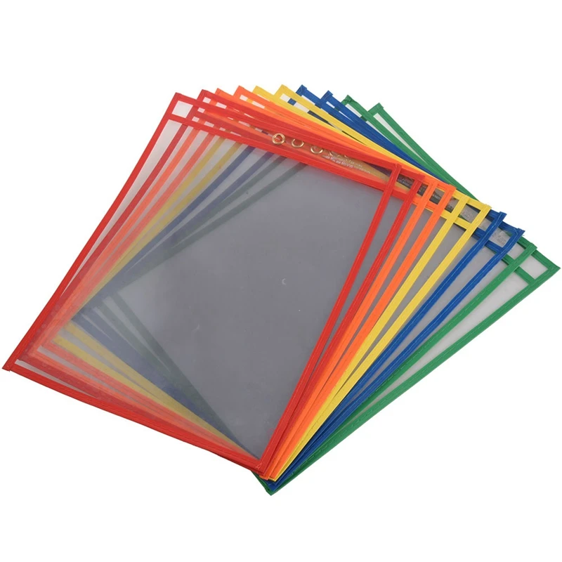 

New-10 Pcs Dry Erase Pockets Oversize 9X12 Inch Pockets Classroom Organization Reusable Dry Erase Pockets Teaching Supplies