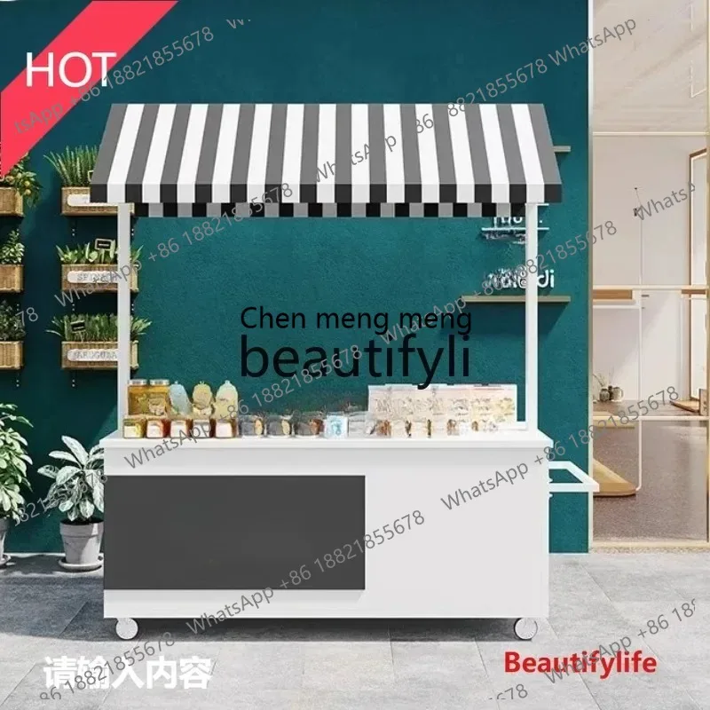European Style Iron Art Flower Cart Hollow Out Lighting Mall Display Promotion Cart Mobile Sales Cart Outdoor Market Stall ss26