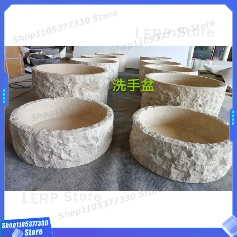 Modern Oval Natural Stone Wash Basin Freestanding Design with Drainage Waterproof Bathroom Sink for Home Decoration Use