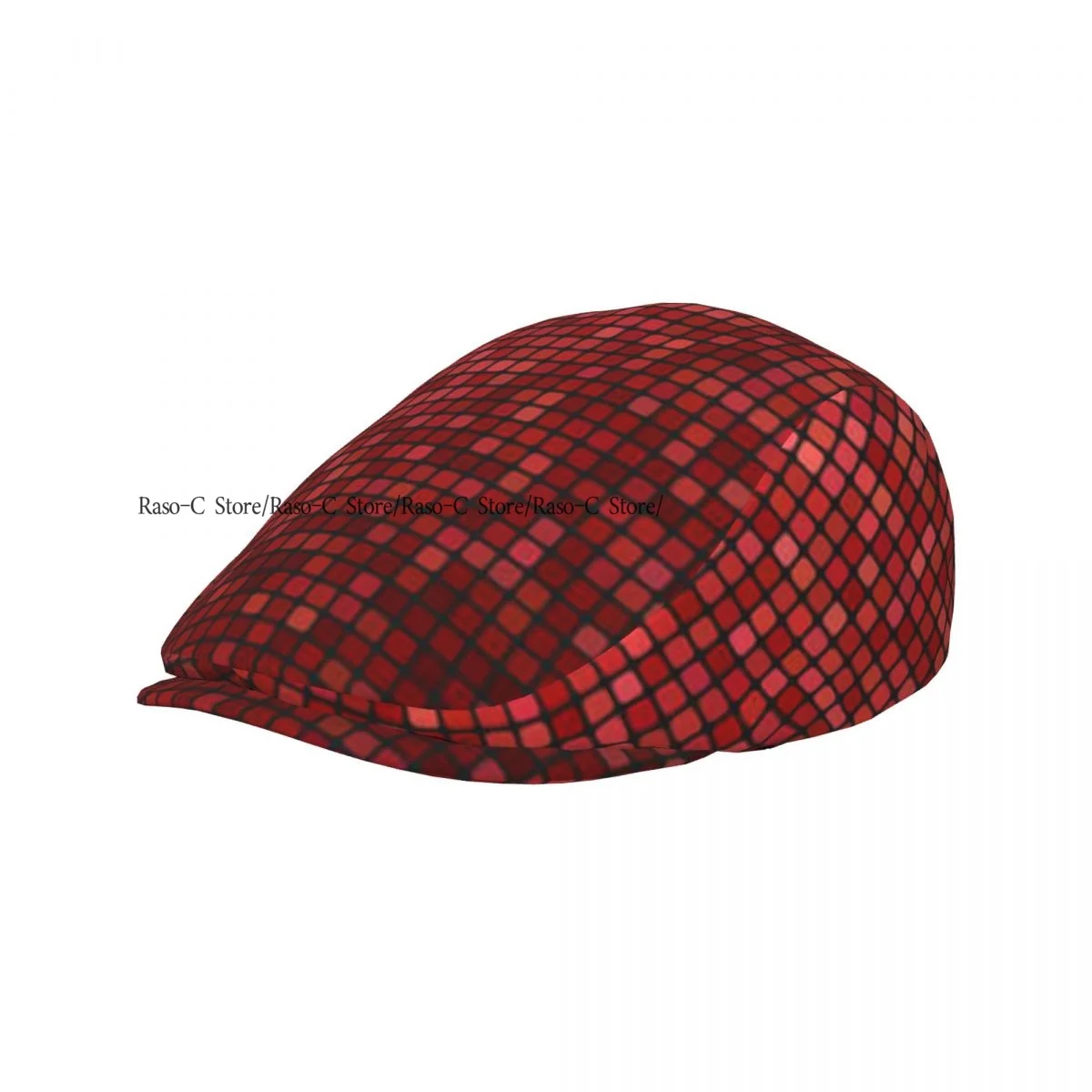 British Gatsby Newsboy Cap For Adults Abstract Grid Ombre Maroon Pixels Themed Tile Flat Peaked Cap Autumn Winter Beret Hat