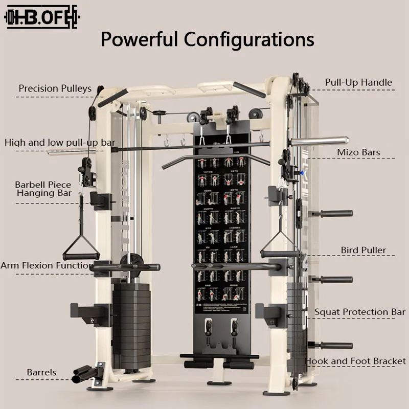 معدات اللياقة البدنية العملاقة الشاملة الجديدة، مدرب آلة هوم سميث، مقعد القرفصاء الطيور الطائرة، متعدد الوظائف #5