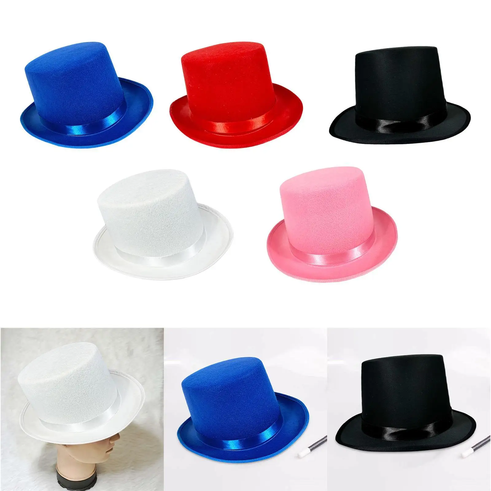 Zylinder Funky für Damen Herren Butler Kostümzubehör für Mottopartys Karneval