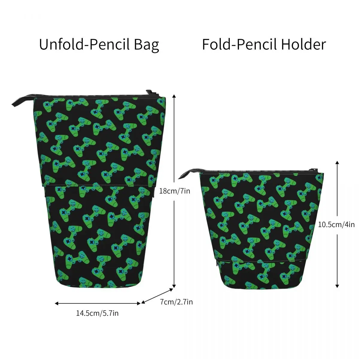 Video Game Pattern Pen Box Student School Zipper Pen Bag Child Stationery Bag Pencase Vertical Retractable Pencil Case