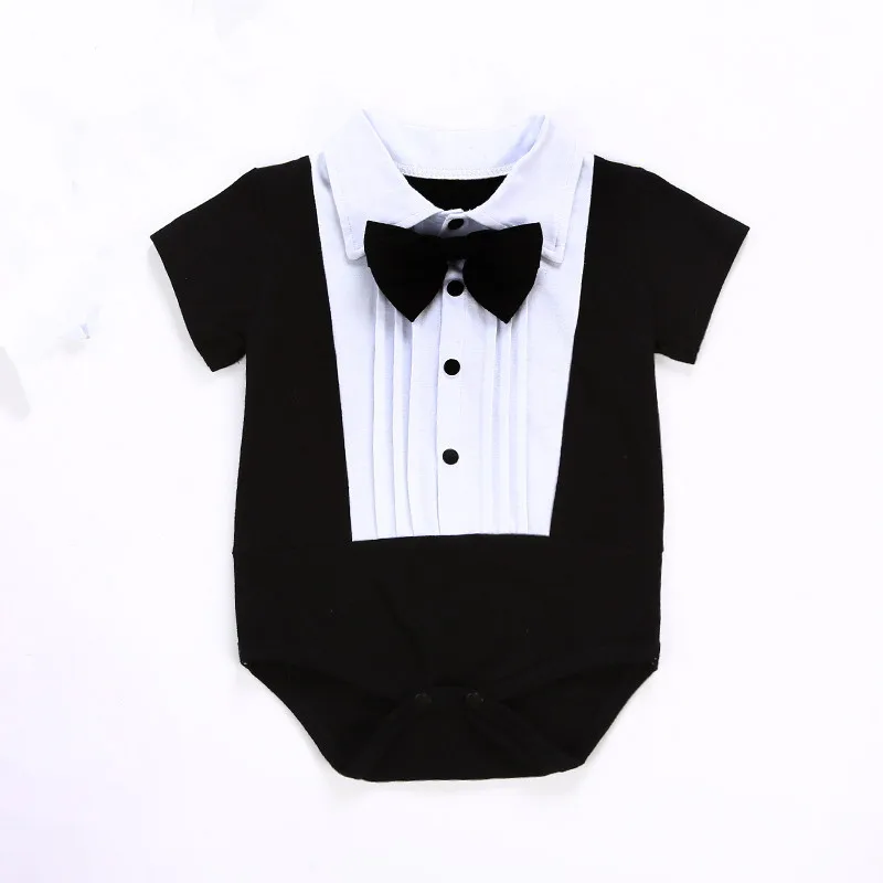 Summer Baby Girl Boy Clothing Gentleman Shirt Romper Body Lapel Short Sleeves Newborn Outfits Toddler Infant Jumpsuit