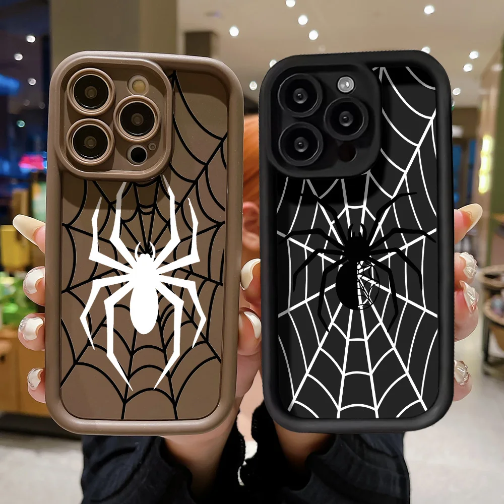 

Luxury Spider Pattern Phone Case Bumper For iPhone 16 Pro Max Case iPhone 15 13 11 12 14 Pro Max XR XS SE3 Shockproof Soft Cover
