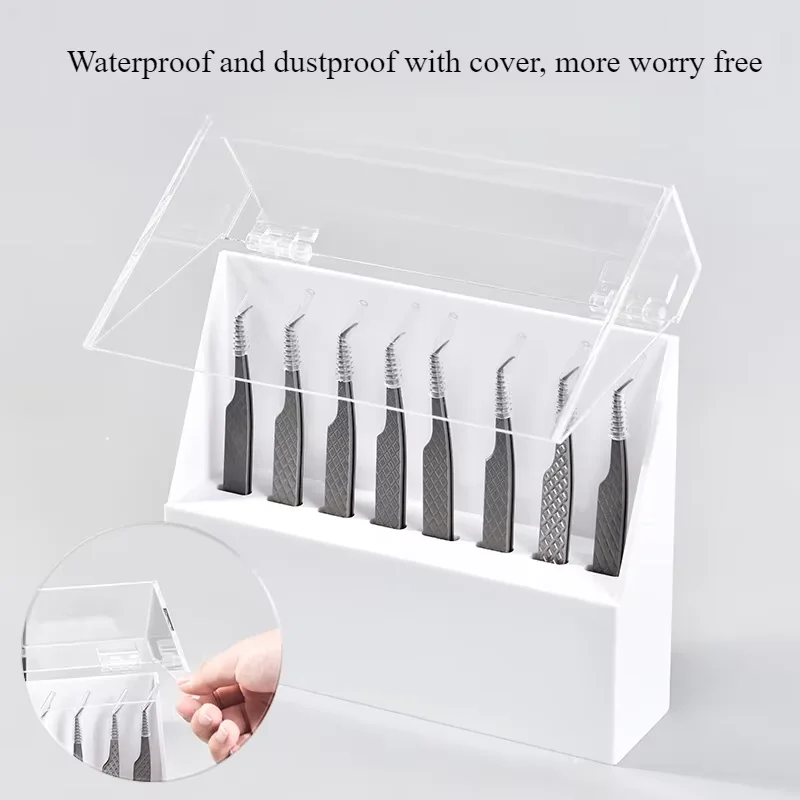 Acrylic 8 Holes Eyelash Tweezer Storage Stand Professional Eyelash Extension Display Stand Tweezers Organizer Makeup Tools