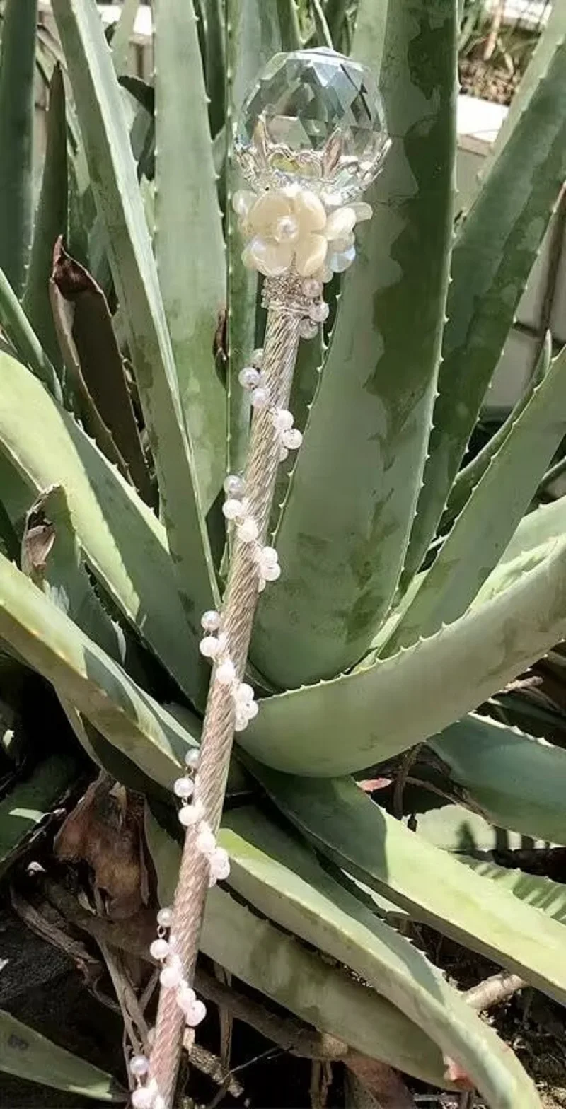 Kristallkugel-Zauberstab mit Feenzepter mit Blumenperlen