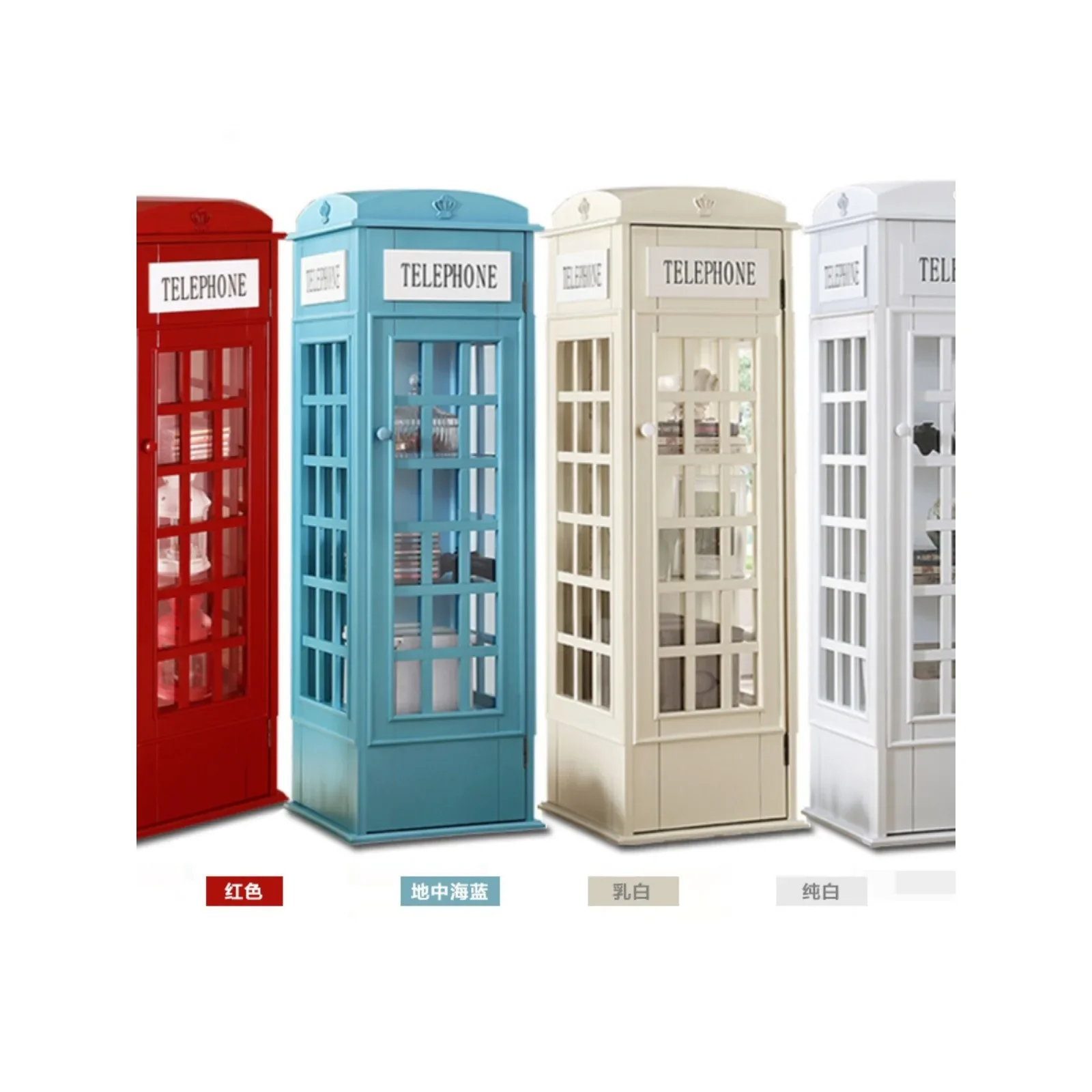 Bookcase Floor Storage Storage Low Cabinet Creative British Telephone Booth Decorative Band Door Retro