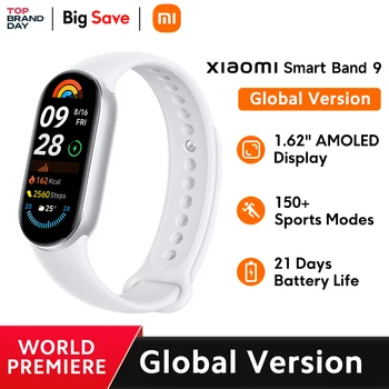 [Światowa premiera] Wersja globalna Xiaomi Smart Band 9 150+ trybów sportowych Monitorowanie snu Wyświetlacz AMOLED 1,62