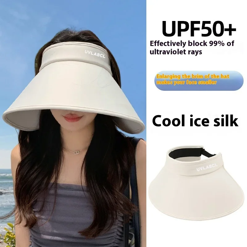 Full face sunscreen cap, ice silk for women 2024 new summer UV protection versatile foldable sunshade cap, empty top