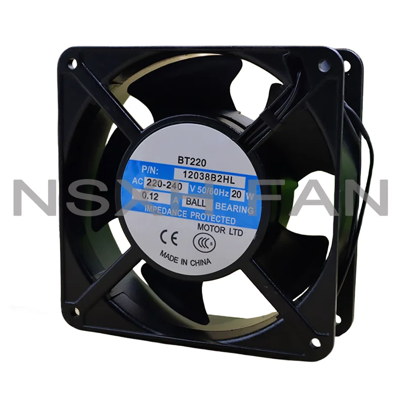 NEW BT220 AC 220V - 240V 0.12A 20W 12038 12CM 12038B2HL Cooling Fan 120X120X38MM BALL BEARING