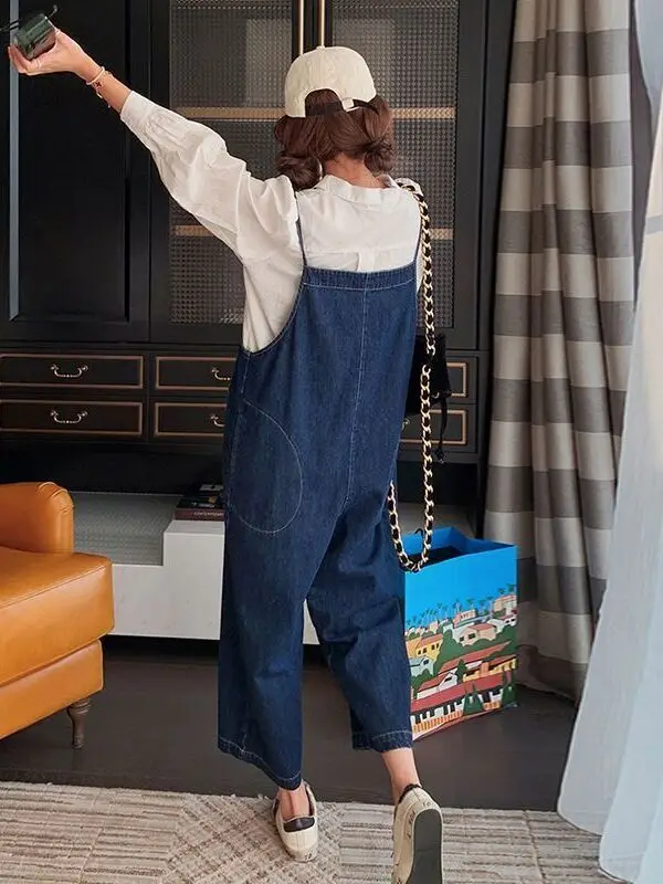 Vintage Denim Overalls Women's Design Sensation Spring Autumn plus Size Faionable Strapl Jumpsuit for Plump Sister
