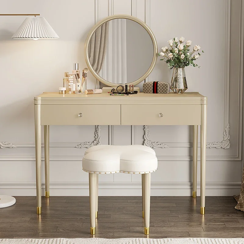 

Woman Luxury Organizer Vanity Table Mirror Stool Organizer Modern Makeup Dressers Small Drawers Coiffeuse Bedroom Furniture