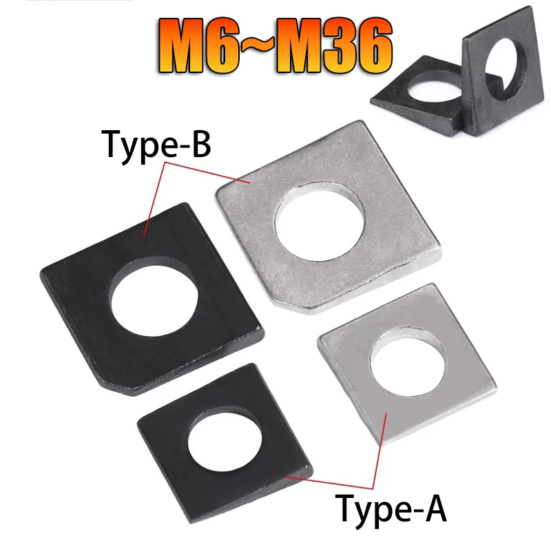 304/316 Stainless Steel Square Bevel Washer Gasket M6 M8 M10 M12 M16 M20-M36 Missing Corner Square Taper Washer for Slot Section