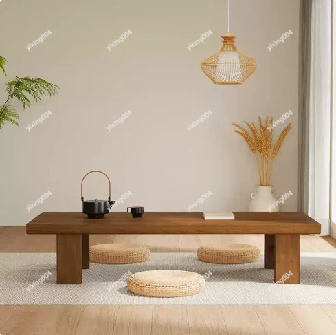 Minimalist Zen Solid Wood Tatami Tea Table Anti-Scratch Base Thickened Low Coffee Table Home Living Room Ottoman