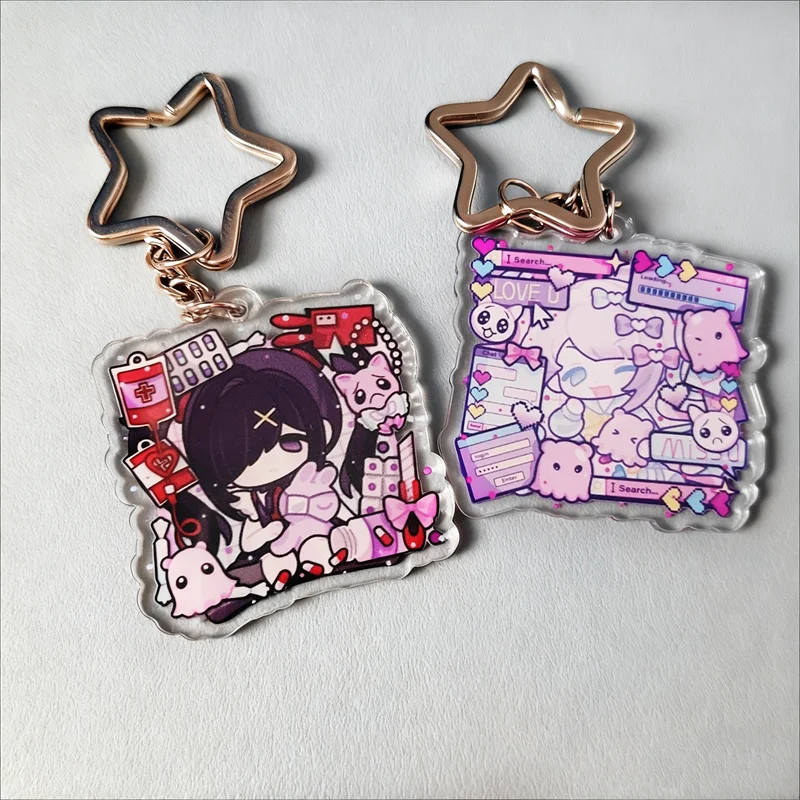 Game NEEDY GIRL OVERDOSE Ame Rain Cosplay Keychain Acrylic Ornament Key Chain Keyring Accessories Cute Prop