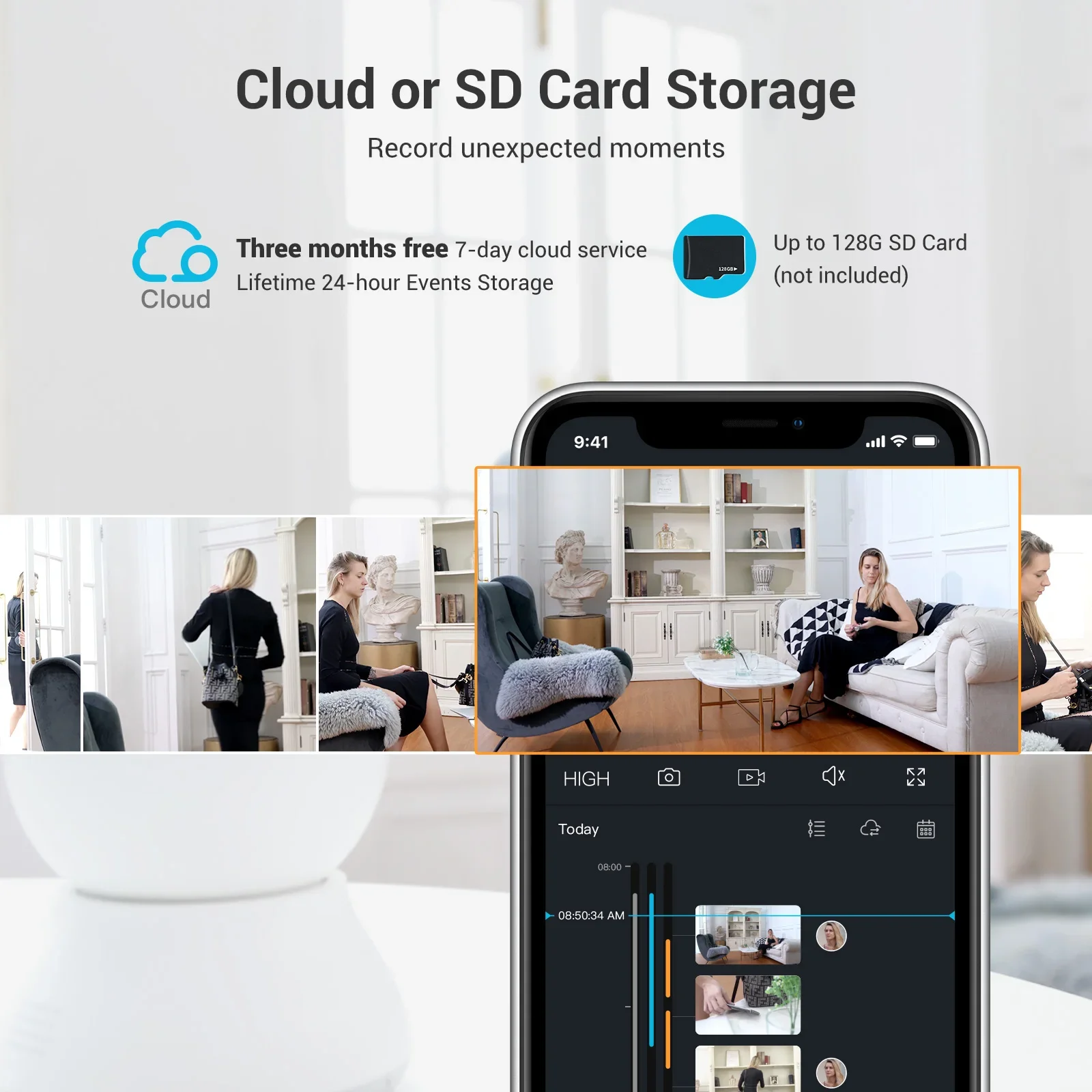 كاميرا Blurams 2K 5 جيجا هرتز/2.4 جيجا هرتز داخلية لأمن المنزل، 360 درجة °   كاميرا PTZ للكلاب الأليفة مع تطبيق الهاتف، محادثة ثنائية الاتجاه، رؤية ليلية، صفارة الإنذار #3