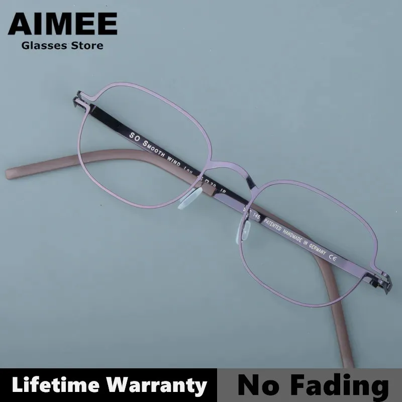 

Lifetime Warranty No Fading Men Square Business Eyeglasses German Brand Ultralight No Screw Glasses Frame Women Handmade Eyewear