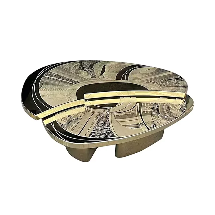 

eg-Italian-Style Light Luxury Stainless Steel Coffee Table for Home Living Room Designer Model Villa Mansion Artistic Table@