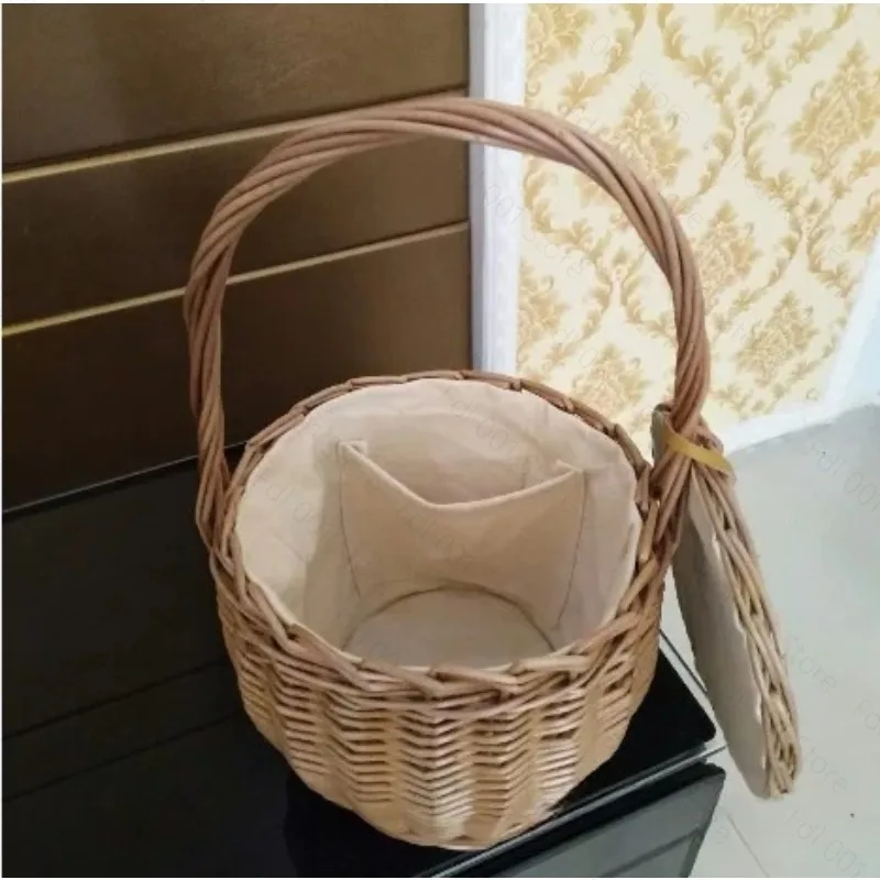 Onion Wicker Picnic Basket Shopping Collapsible Storage Bins Double Folding Flower