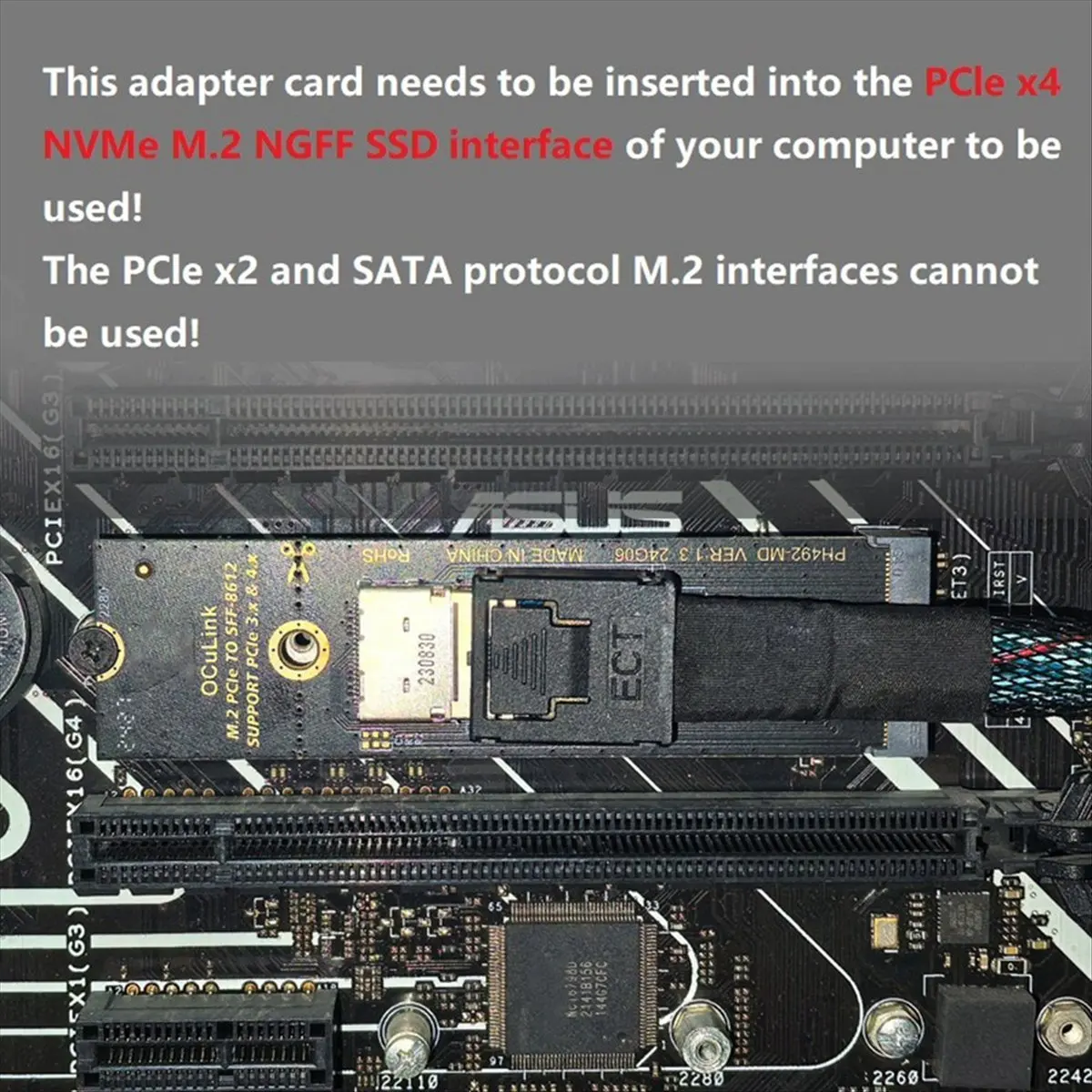 *ABDH M.2 NVMe PCIe إلى Oculink SFF-8611 SFF-8612 محول M.2 Mkey Nvme إلى SFF-8612 محول لـ NVME U.2 U.3 SSD #6