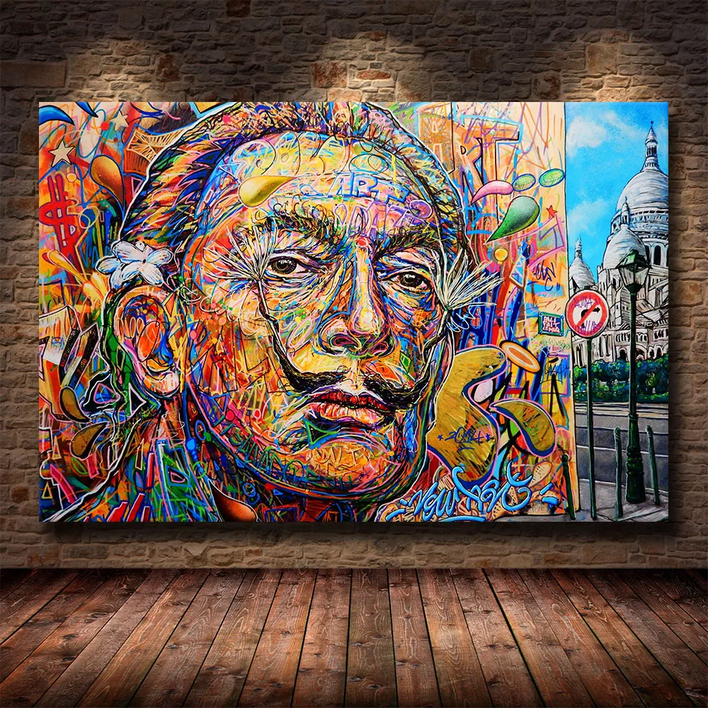 

Abstract Salvador Dali Graffiti Art SILK Paintings On the Wall Art Posters And Prints Street