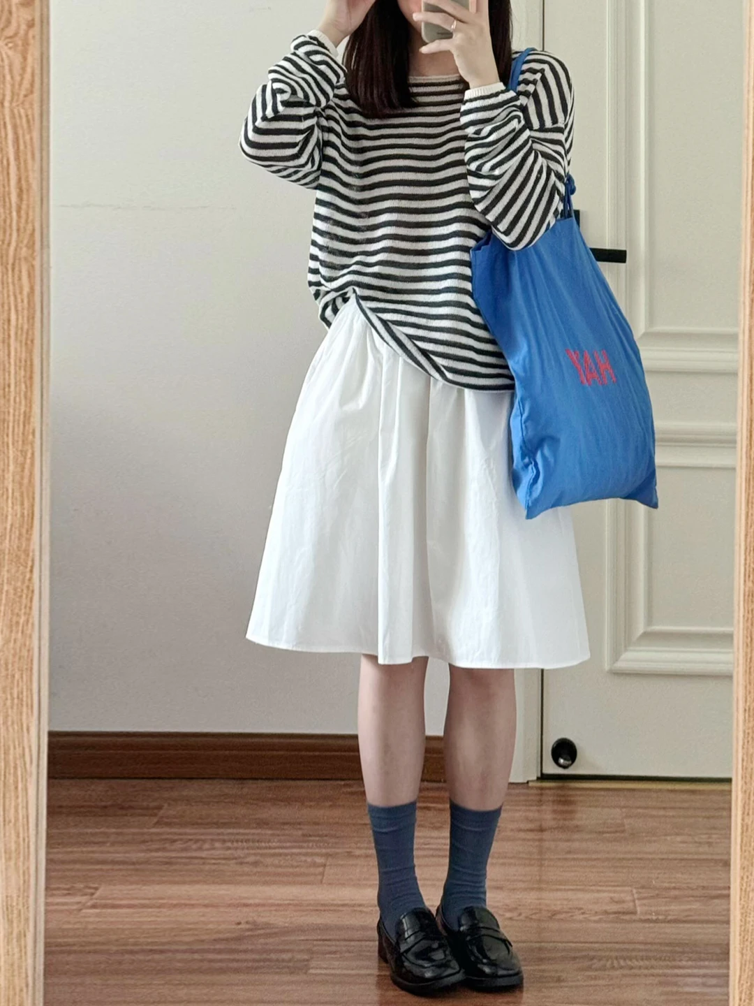 White A-Line Skirt for Women Artistic Sle kets Anti-Light Cotton High Waist ort Skirt Early Autumn Faion