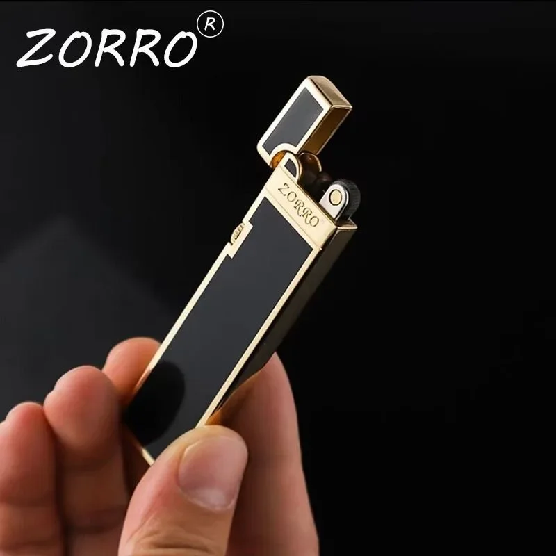 ZORRO Metal Thin Strip Grinding Wheel Kerosene Lighter Exquisite Mini Portable Pure Copper Windproof Lighter Men\'s Smoking Gift