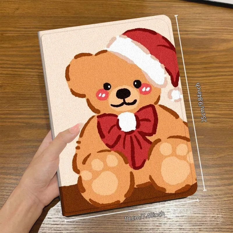 حافظة دمية دب لطيفة لعيد الميلاد لجهاز iPad Air Mini Pro 7 6 5 9.7 11 10.5 12.9 تابلت للنوم/الاستيقاظ التلقائي #4