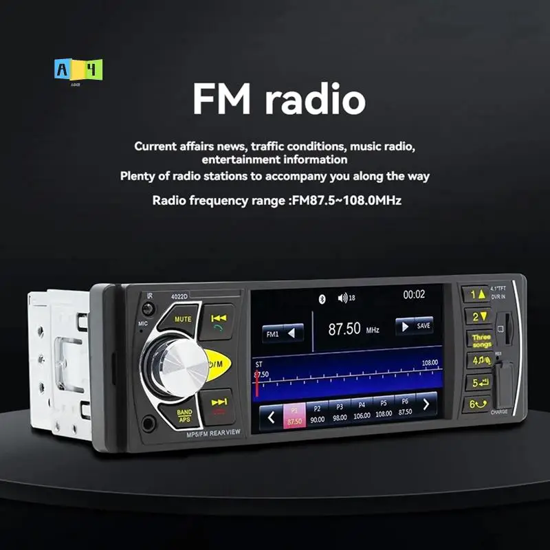 

A04E-4.1 Inch Screen Car MP5 Player Compatible With Bluetooth 1 Din Remote Audio System USB AUX FM Support Rear View Camera