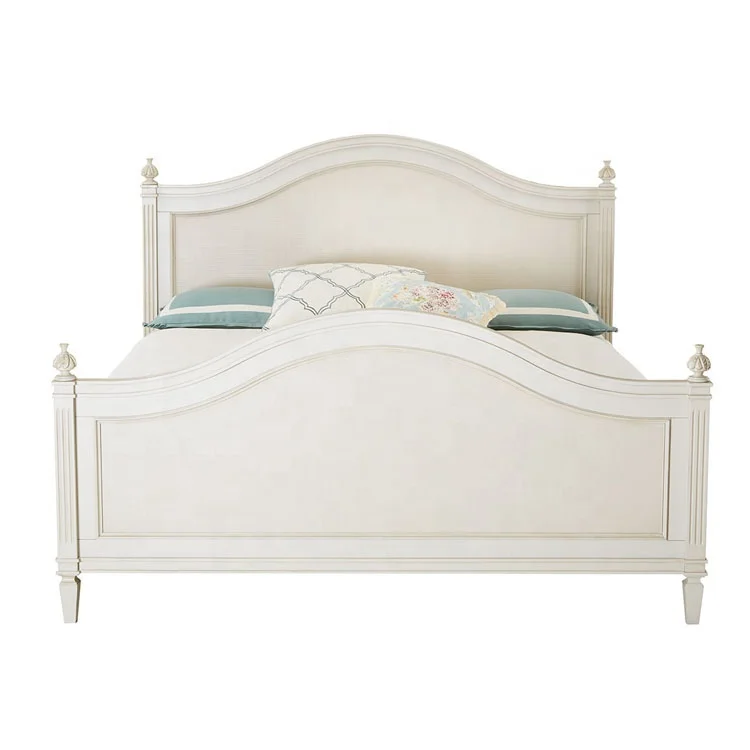 

Modern minimalist French solid wood bedroom white double bed wedding bed