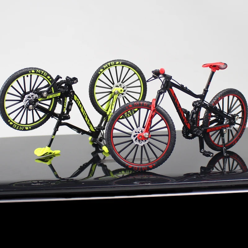 Mini Alloy Modelo de Bicicleta para Crianças, Diecast Metal, Finger Racing, Mountain Bike, Dobrado Enfeites Ciclismo, Coleção Brinquedos, 1:10