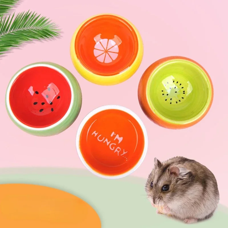 Anti-spill Hamster Food Bowl Fruit Color Ceramic Bowl Small Pet Animal Feeding Bowl Water Prevent Tipping