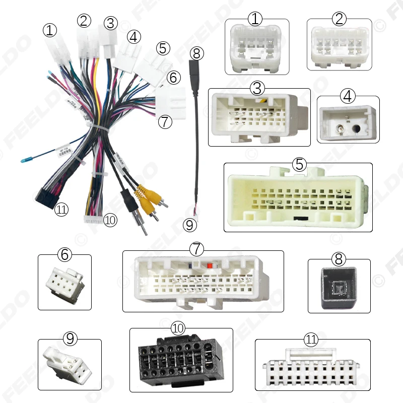 FEELDO Car 16pin Android Wire Harness Power Cable With Canbus For Toyota RAV4/C-HR/Highlander/Levin/Corolla/Camry/Reiz