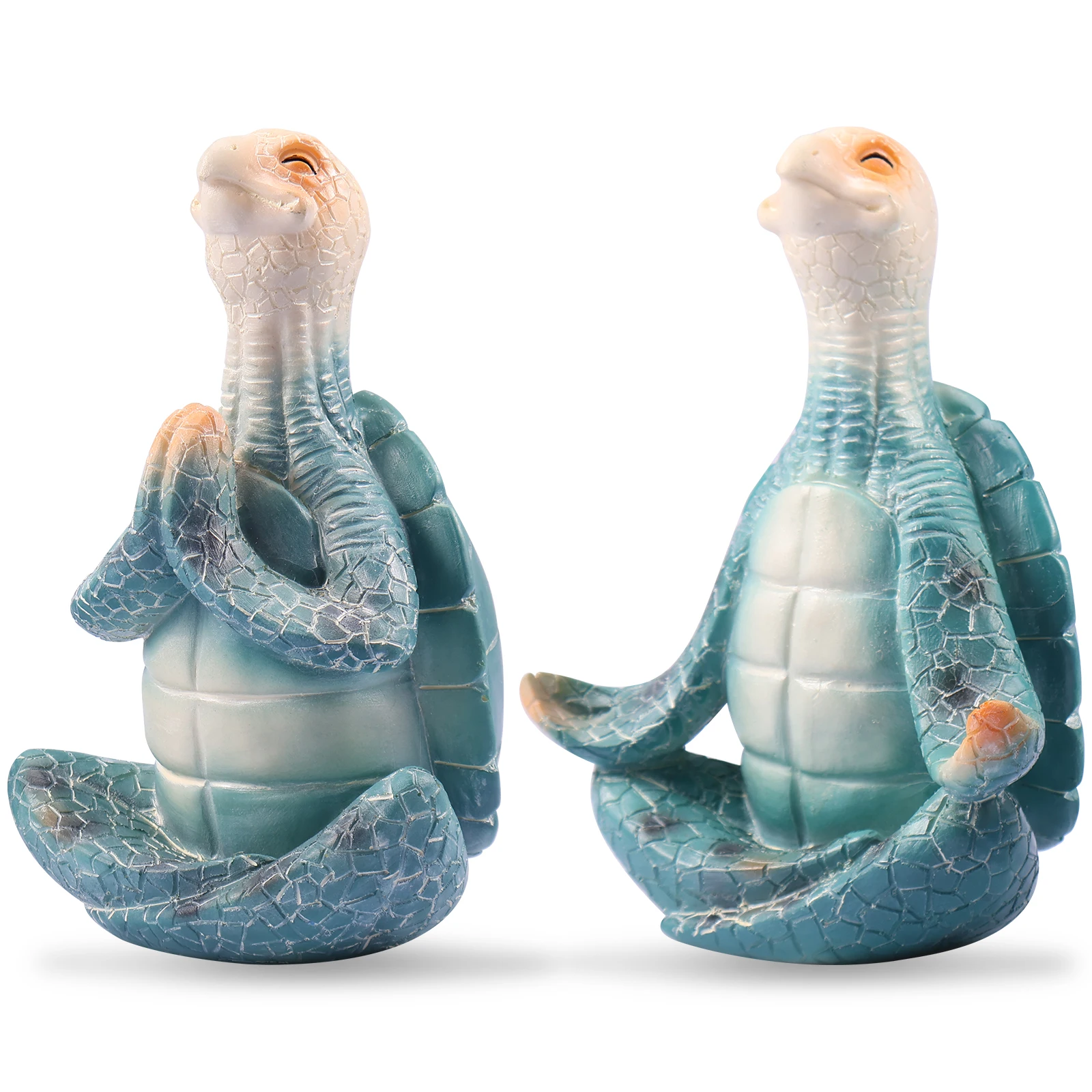 2Pcs Turtle Yoga Figurine Decorative Resin Sea Turtle Meditating Statue Creative Sea Turtle Figurines Sea Turtle Statue