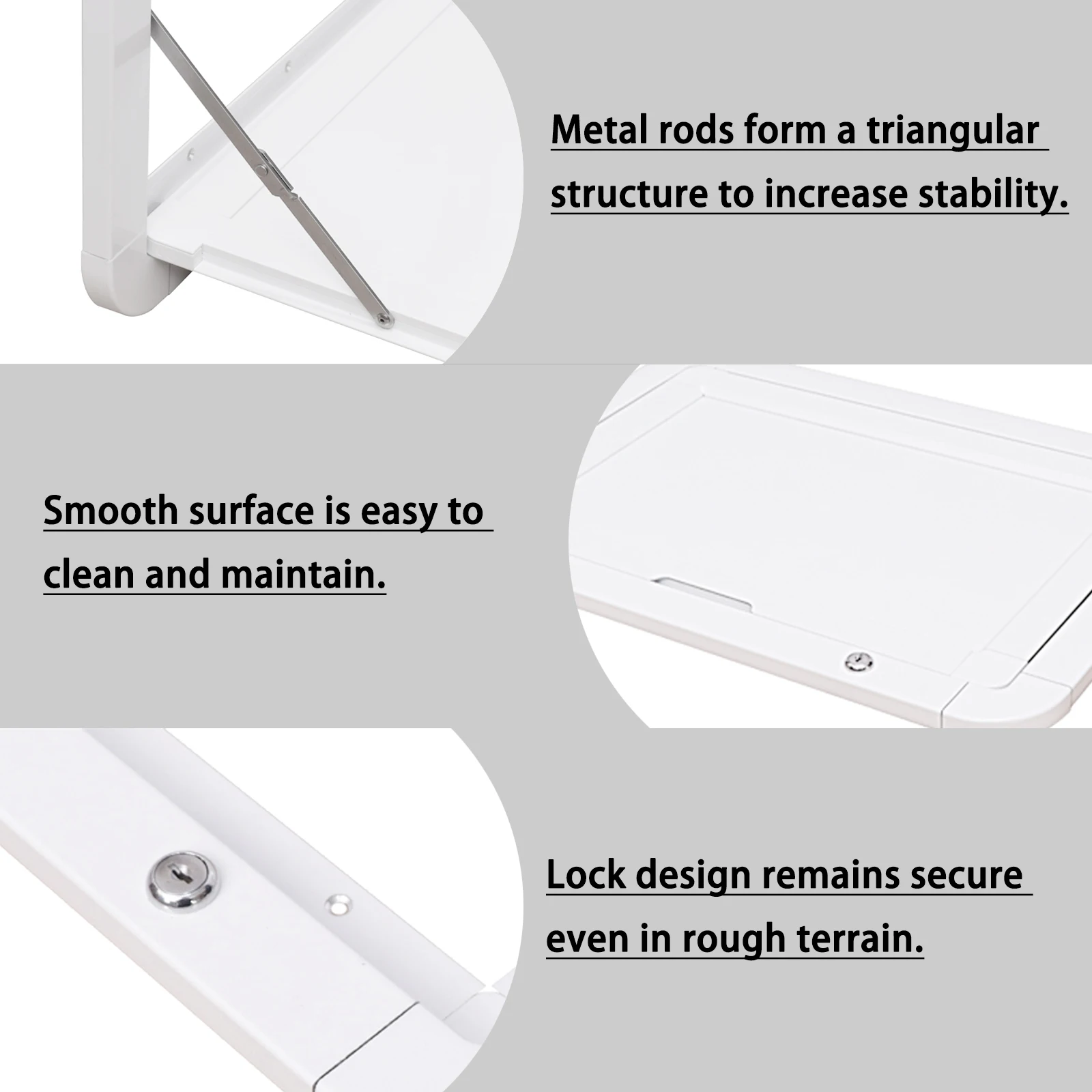 Mesa plegable para RV, 800x400CM/31.5x17,7 pulgadas, mesa de picnic al aire libre para camper y RV, mesa de pared plegable, kit bloqueable