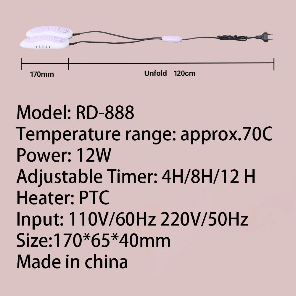 2025 Neuer elektrischer Schuhtrockner mit Timer, 4H, 8H, 12H, PTC-Heizung für Stiefelwärmer, Desinfektion, desodorierender tragbarer Trockner, blaues Licht