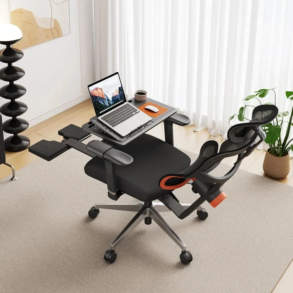 Office Chair, Auto Following Lumbar Support High Back Desk Chair with Laptop Desk Table, Seat Depth and Height Adjustable, Chair