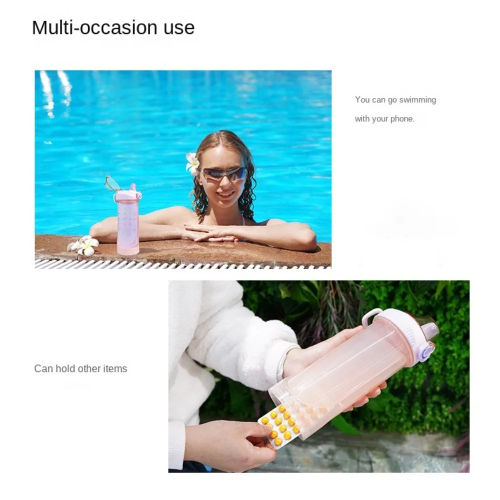 Creative 480ml Bottle with Secret Compartment Opaque Plastic Sports Water Bottle Leakproof Hiding Phone Bottle Swim