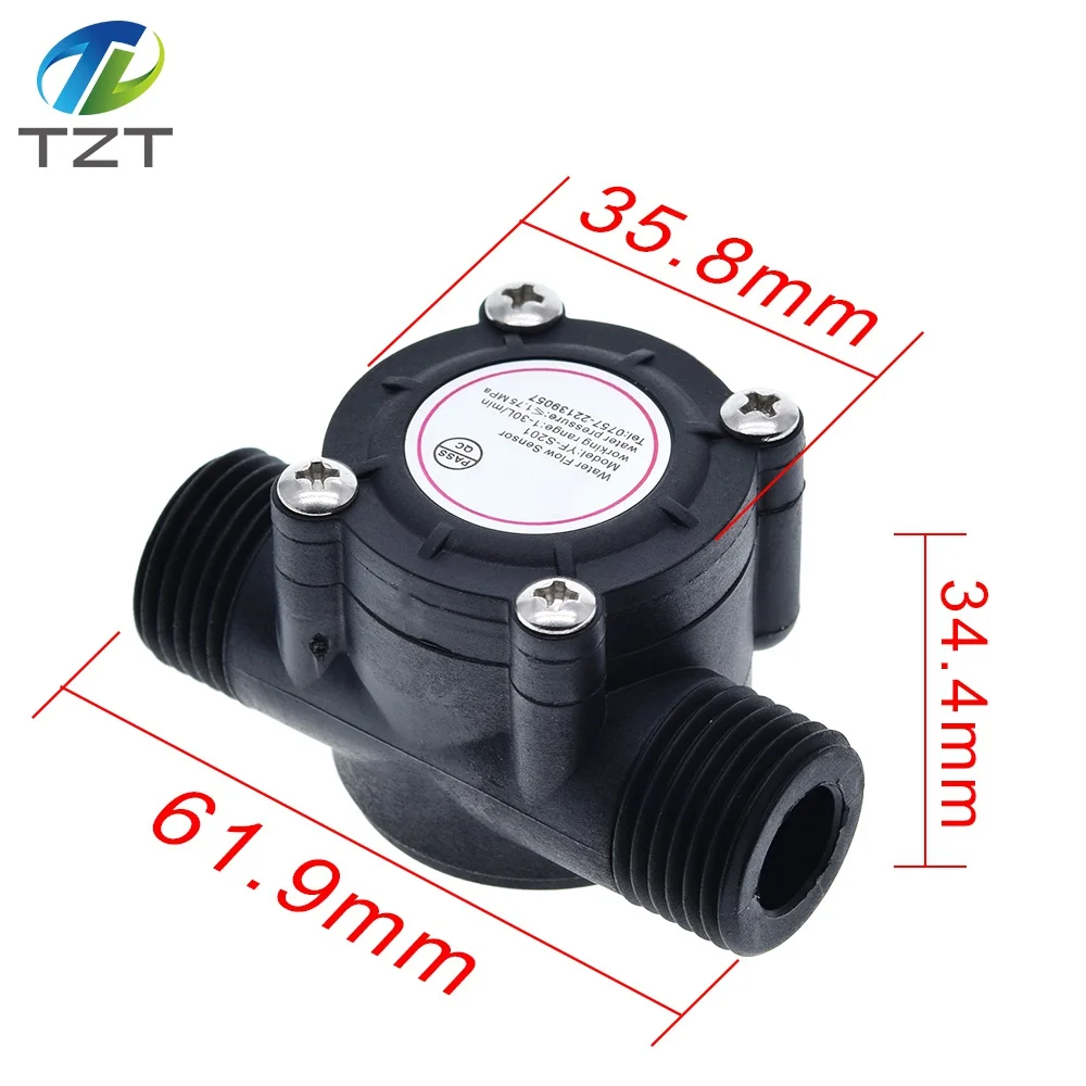 DIYTZT Water Flow Module Flowmeter Hall Flow Module Water Control 1-30L/min 2.0MPa YF-S201