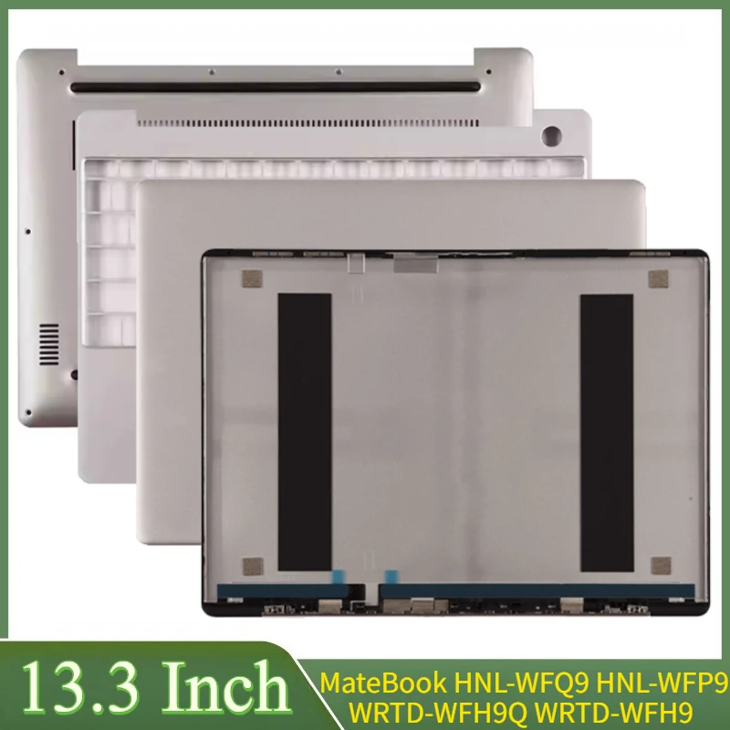 

13,3-дюймовый серебристый для ноутбука MateBook HNL-WFQ9 HNL-WFP9 WRTD-WFH9Q WRTD-WFH9 WRTD-WDH9, задняя крышка ЖК-дисплея, упор для рук, нижние петли корпуса