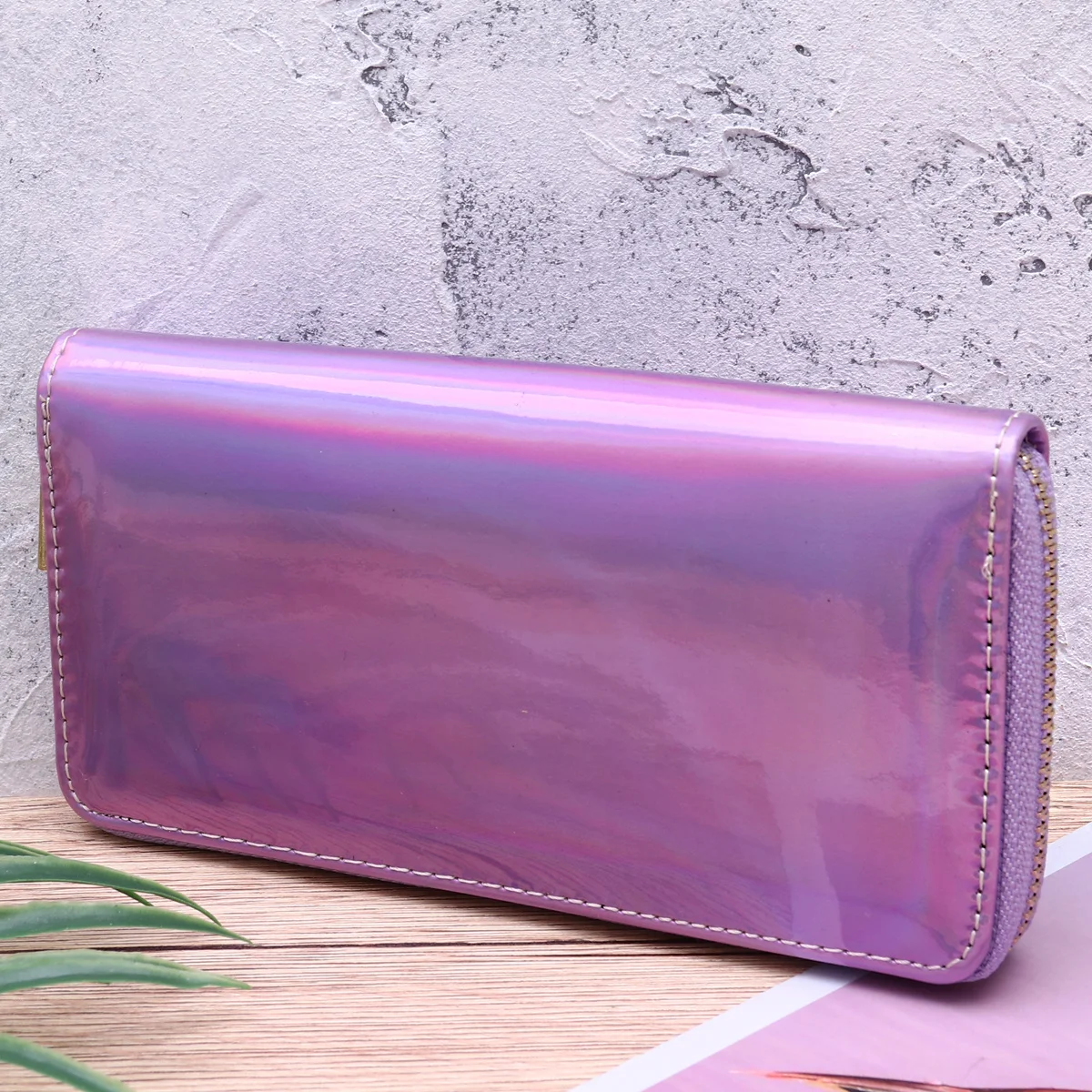 

Sparking Sequins Wallet Violet Premium PU Women Long Purse Zippered Coin Pocket Phone Holder Female Clutch Bag Money