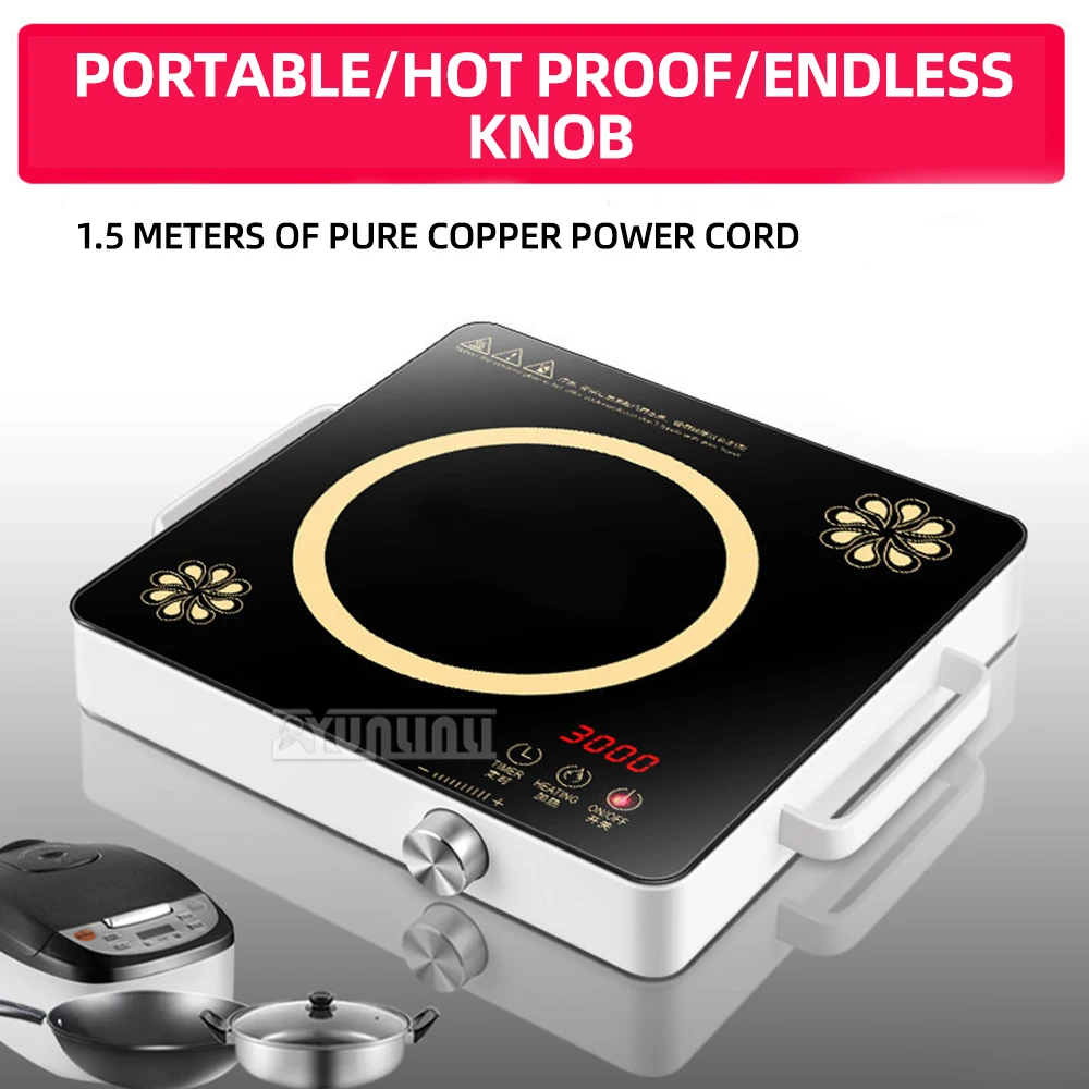 3000W Household Cooktop Desktop Electric Induction Cooker Multi-function Estufa Eléctrica Cocinar