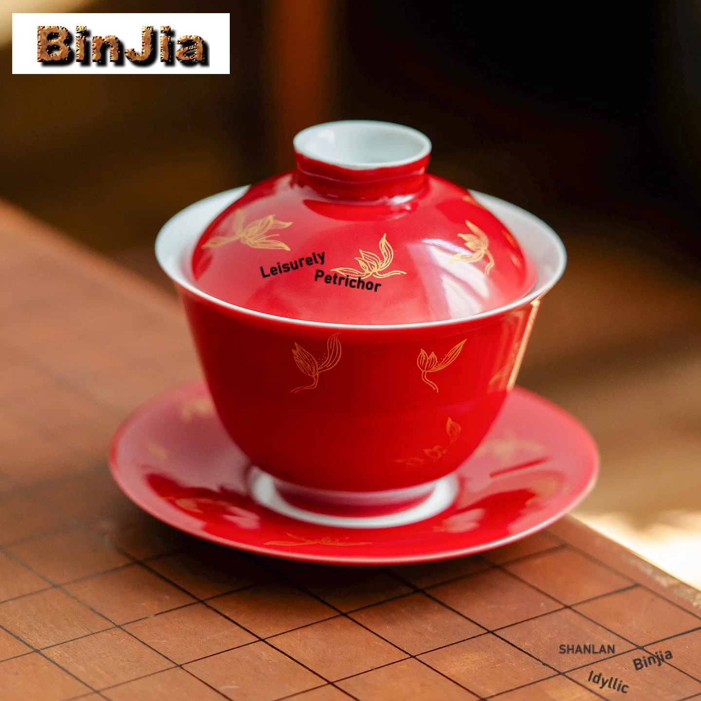 

135ml Autumn Water Orchid Forbidden City Red Gaiwan Vintage Tea Tureen Tea Bowl With Lid Kit Tea Maker Cover Bowl Drinkware Gift