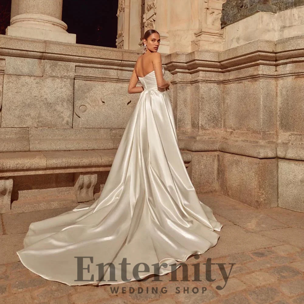 تخصيص فستان الزفاف الحبيب الديكور الطابق طول بلا أكمام الساحرة الساحرة عالية سبليت ثوب الزفاف Vestidos De Novi