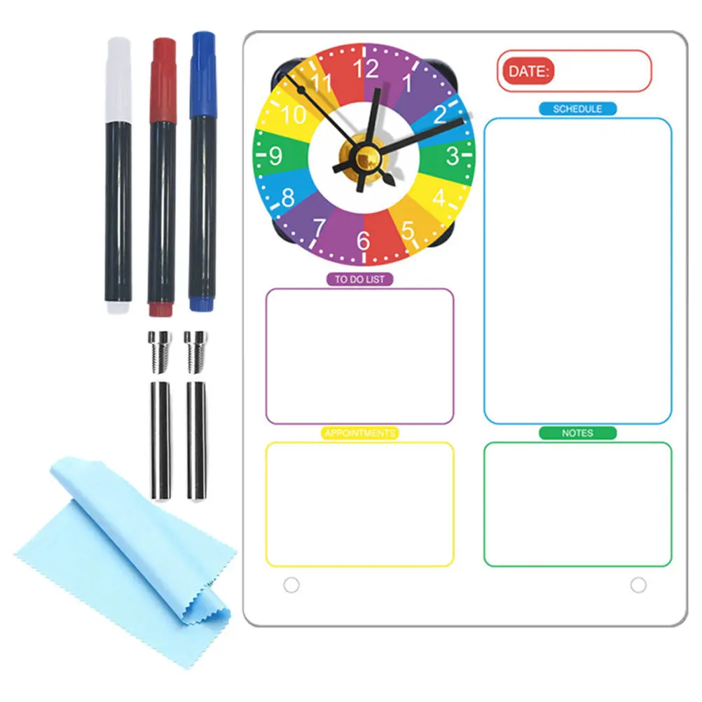 1Set Acrylic Standing Memo Board Transparent Dry Erase Whiteboard for Desk Tabletop Multi-Function Erasable Office Note Planning