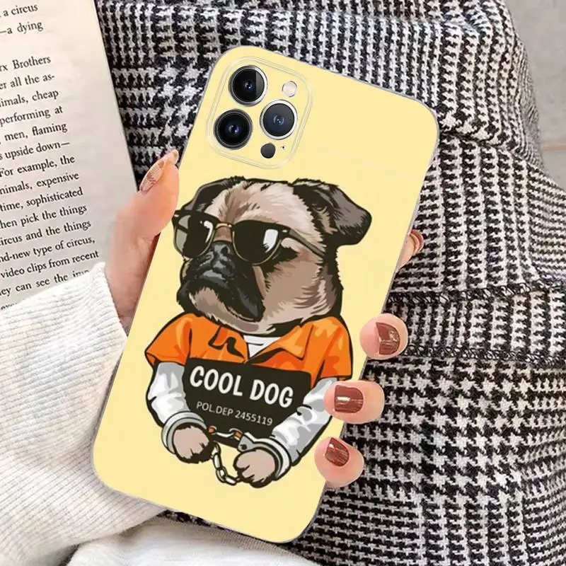 Cool Pug Dog Phone Case Silicone Soft for iphone 14 13 12 11 Pro Mini XS MAX 8 7 6 Plus X XS XR Cover